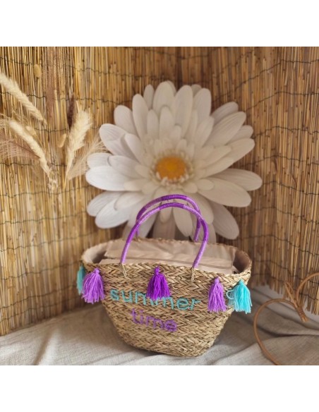 Sac en Paille Femme - SUMMER TIME - avec Pompons Décoratifs - Style estival Bohème