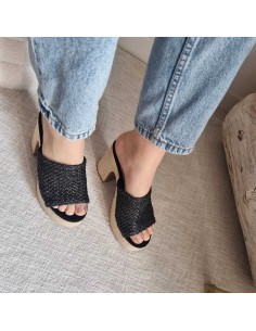 Sabots compensés Femme - Bride tressée, style boho chic et semelle tissu 2