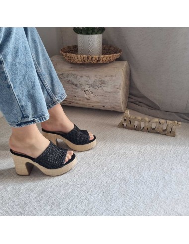 Sabots compensés Femme - Bride tressée, style boho chic et semelle tissu