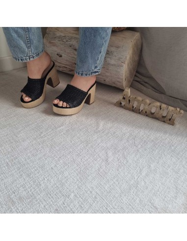 Sabots compensés Femme - Bride tressée, style boho chic et semelle tissu