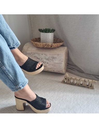 Sabots compensés Femme - Bride tressée, style boho chic et semelle tissu
