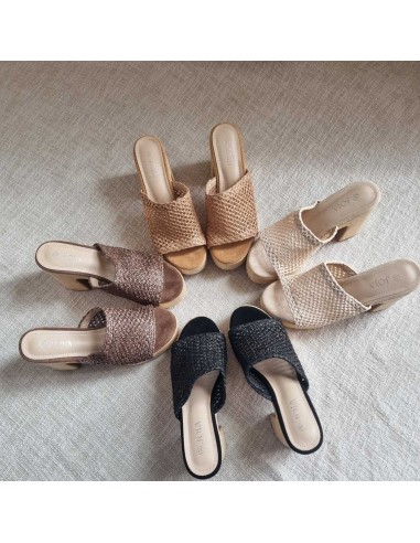 Sabots compensés Femme - Bride tressée, style boho chic et semelle tissu