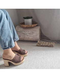 Sabots compensés Femme - Bride tressée, style boho chic et semelle tissu 2