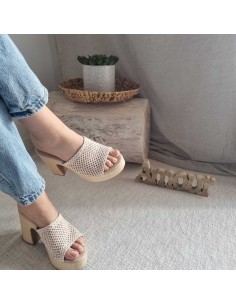 Sabots compensés Femme - Bride tressée, style boho chic et semelle tissu 2