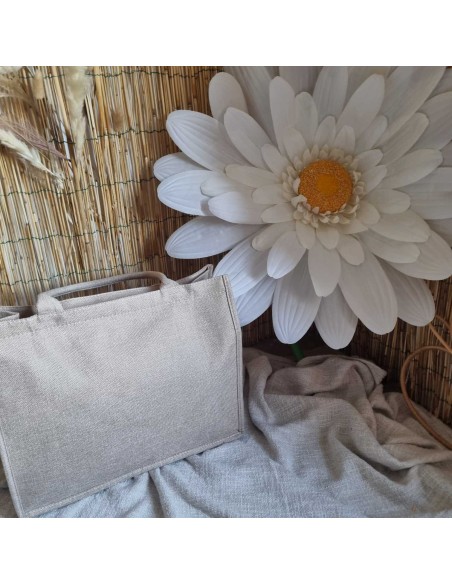Sac Cabas en Lin - VIVRE D'AMOUR et D'EAU SALEE - Elégance Naturelle et Pratique