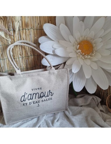 Sac Cabas en Lin - VIVRE D'AMOUR et D'EAU SALEE - Elégance Naturelle et Pratique