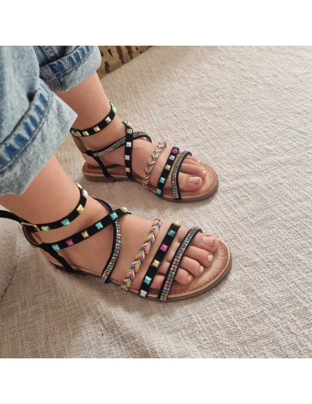 Sandales plates Femme à Strass et Ornements - Elégance & Style Etincellant