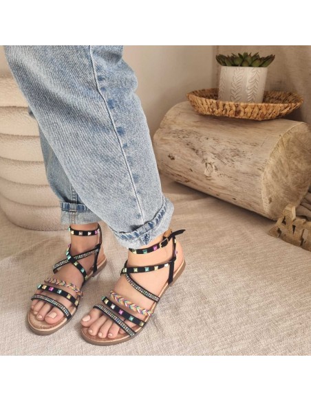 Sandales plates Femme à Strass et Ornements - Elégance & Style Etincellant