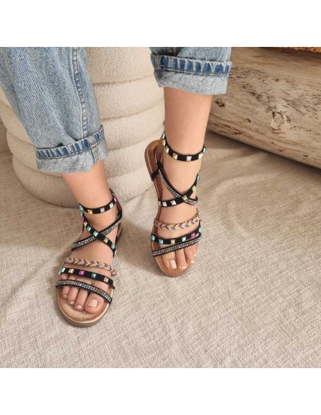 Sandales plates Femme à Strass et Ornements - Elégance & Style Etincellant