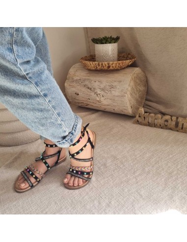 Sandales plates Femme à Strass et Ornements - Elégance & Style Etincellant