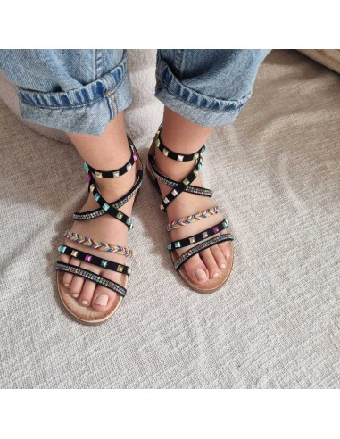 Sandales plates Femme à Strass et Ornements - Elégance & Style Etincellant