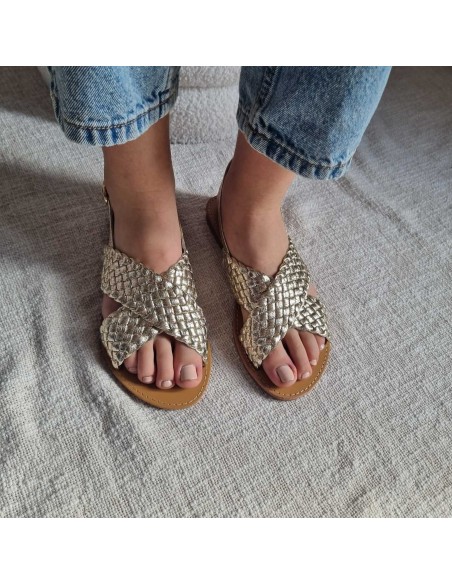 Sandales Plates - Brides Croisées Tressées -  Style Estival Féminin