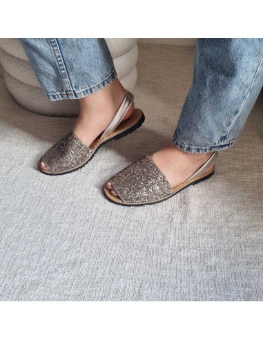 Sandales Plates Minorquine Pailletées bronze pour Femme - Qui Font Briller Votre Eté