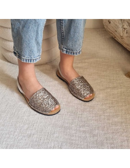 Sandales Plates Menorquine Pailletées pour Femme - Qui Font Briller Votre Eté