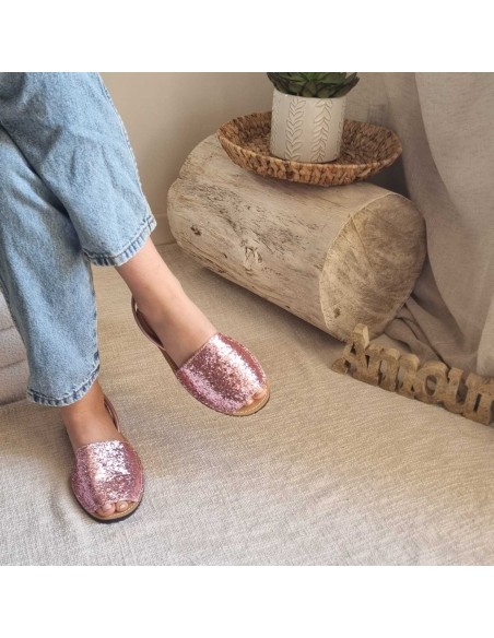 Sandales Plates Menorquine Pailletées pour Femme - Qui Font Briller Votre Eté