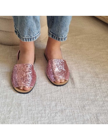 Sandales Plates Menorquine Pailletées pour Femme - Qui Font Briller Votre Eté