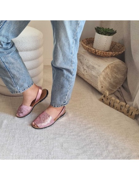 Sandales Plates Menorquine Pailletées pour Femme - Qui Font Briller Votre Eté