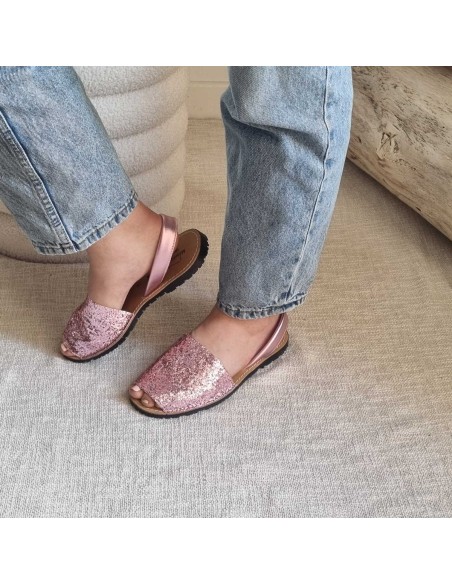 Sandales Plates Menorquine Pailletées pour Femme - Qui Font Briller Votre Eté