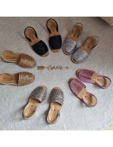 Sandales Plates Menorquine Pailletées pour Femme - Qui Font Briller Votre Eté