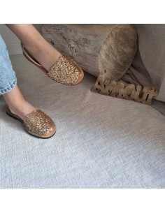 Sandales Plates Menorquine Pailletées pour Femme - Qui Font Briller Votre Eté