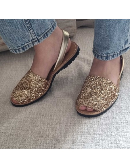 Sandales Plates Menorquine Pailletées pour Femme - Qui Font Briller Votre Eté