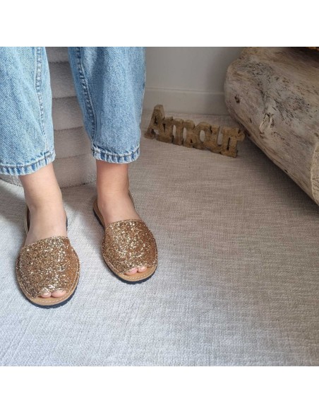 Sandales Plates Menorquine Pailletées pour Femme - Qui Font Briller Votre Eté