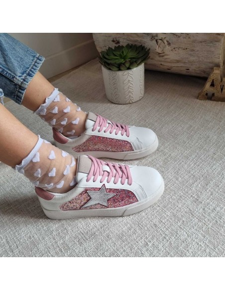Sneakers Tendance à Paillettes Roses, Tendance du Moment