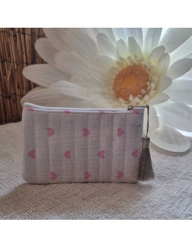 Pochette Blanche Femme - Imprimé Cœurs - Ecusson AMOUR