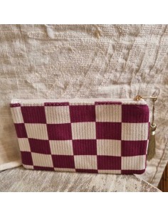 Pochette Damier écru/bordeaux "Les Copines c'est la Vie", pratique et ultra stylée pour vos indispensables à portée de main. 2