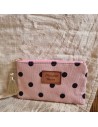 Pochette rose à pois "Mon Petit Bazar", compacte, pratique et ultra stylée pour vos indispensables à portée de main.