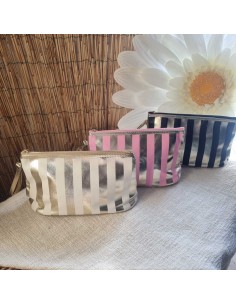 Grande Pochette Imperméable à Rayures avec Zip et Lanière de Portage 2