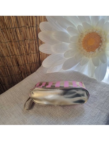 Grande Pochette Imperméable à Rayures avec Zip et Lanière de Portage