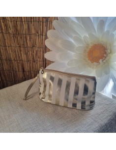 Grande Pochette Imperméable à Rayures avec Zip et Lanière de Portage