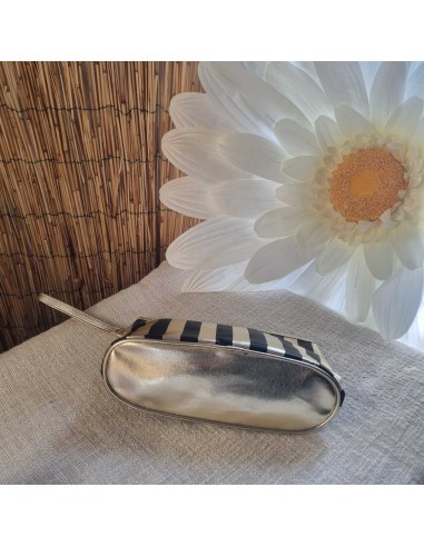 Grande Pochette Imperméable à Rayures avec Zip et Lanière de Portage