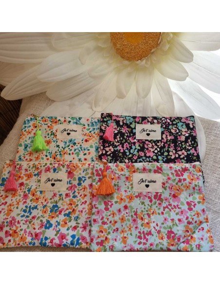 Pochette XL Liberty - Ecusson Brodé "Je t'aime🖤"