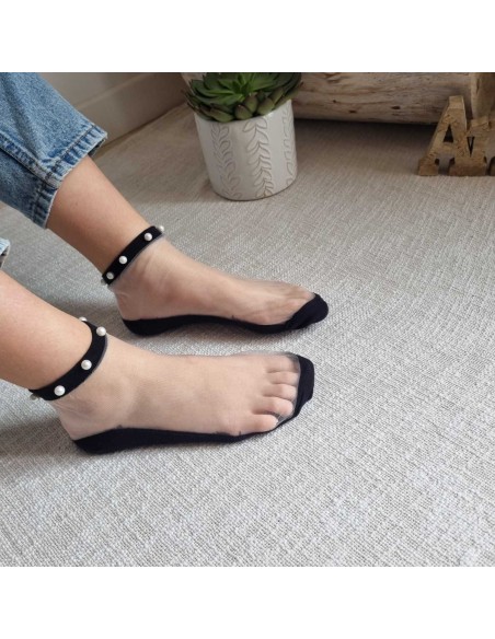 Mi-chaussettes Fines à Perles Blanches - Accessoires féminin chic