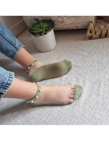 Mi-chaussettes Fines à Perles Blanches - Accessoires féminin chic