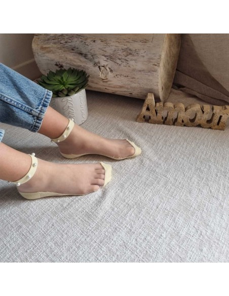 Mi-chaussettes Fines à Perles Blanches - Accessoires féminin chic