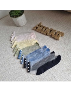 Mi-chaussettes Fines à Perles Blanches - Accessoires féminin chic 2