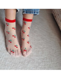 Chaussettes Fines à motifs Cerises - Confort et Style