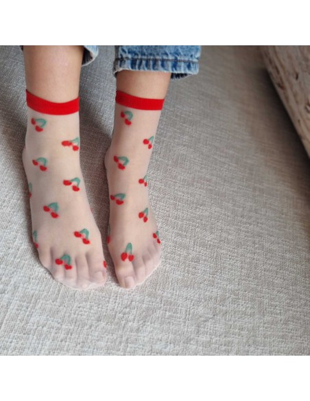Chaussettes Fines à motifs Cerises - Confort et Style