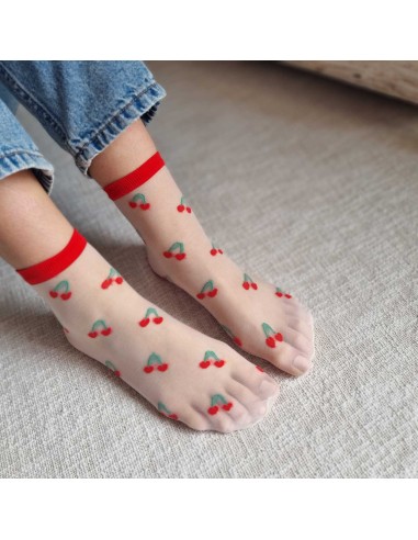 Chaussettes Fines à motifs Cerises - Confort et Style