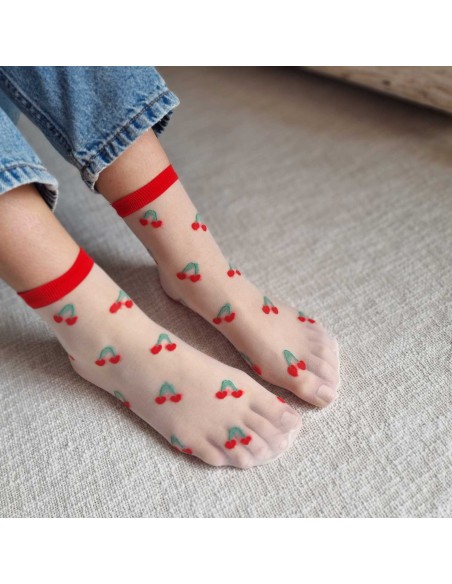 Chaussettes Fines à motifs Cerises - Confort et Style