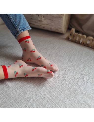 Chaussettes Fines à motifs Cerises - Confort et Style