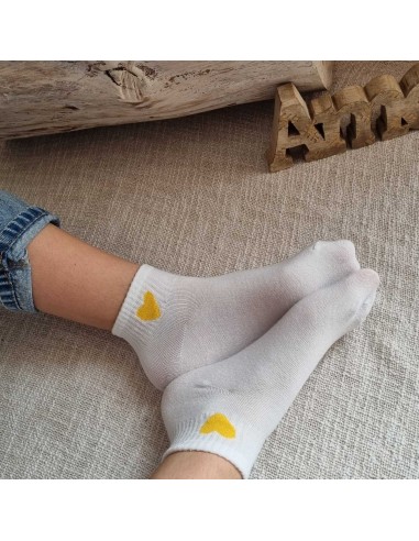 Mi-chaussettes blanches cœur jaune 💛 TARA