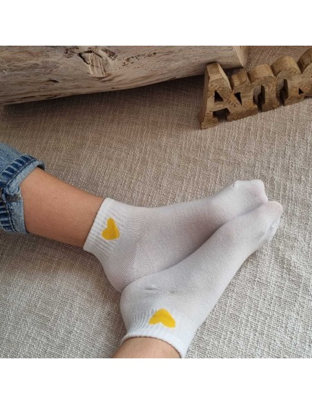 Mi-chaussettes blanches cœur jaune 💛 TARA