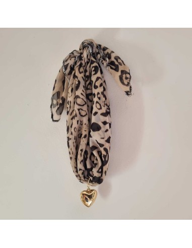 Collier Imprimé Léopard et Cœur Doré