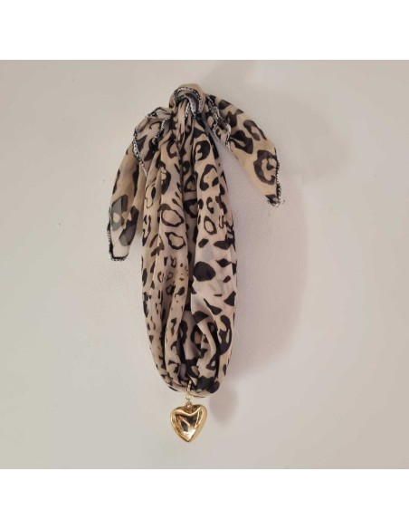 Collier Imprimé Léopard et Cœur Doré