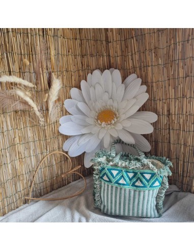 Sac Bohème en Coton Rayé Perlé - Fourre-tout Léger et Tendance