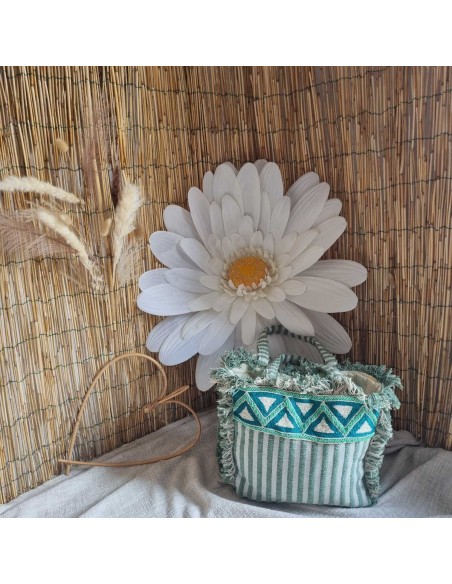 Sac Bohème en Coton Rayé Perlé - Fourre-tout Léger et Tendance